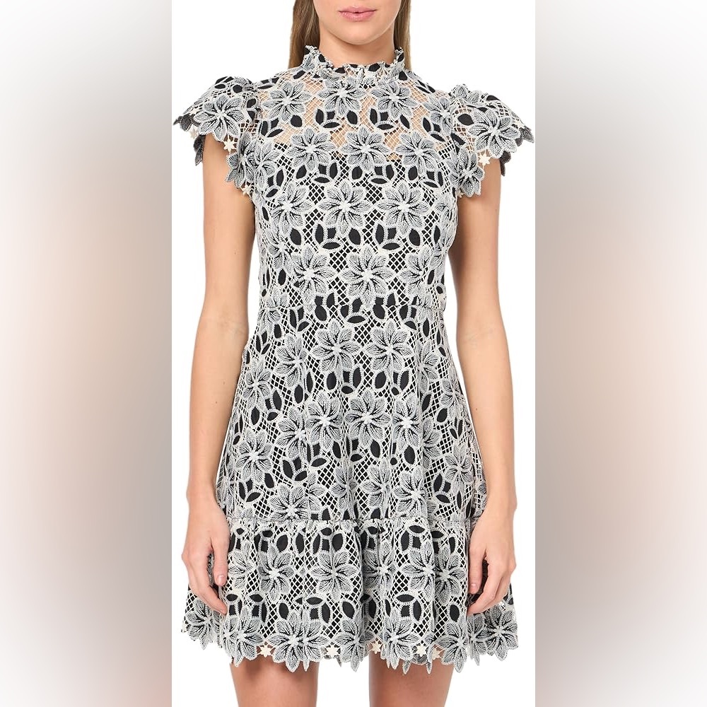 Shoshanna Women's Floral Stripe Lace Maggie Dress Size 4